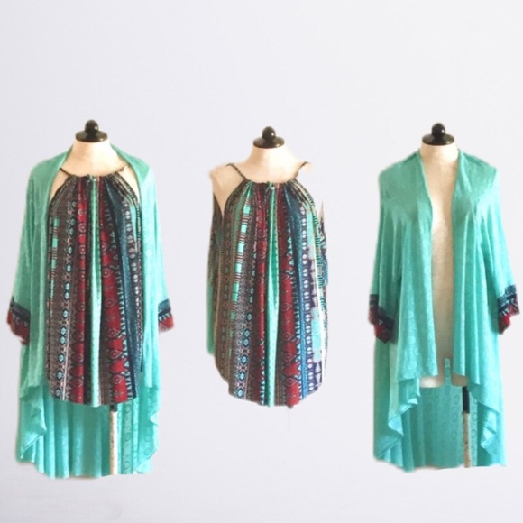 staceystpv Wear Tops - New! 1 size AztecTop/ w kimono cardigan plus-size